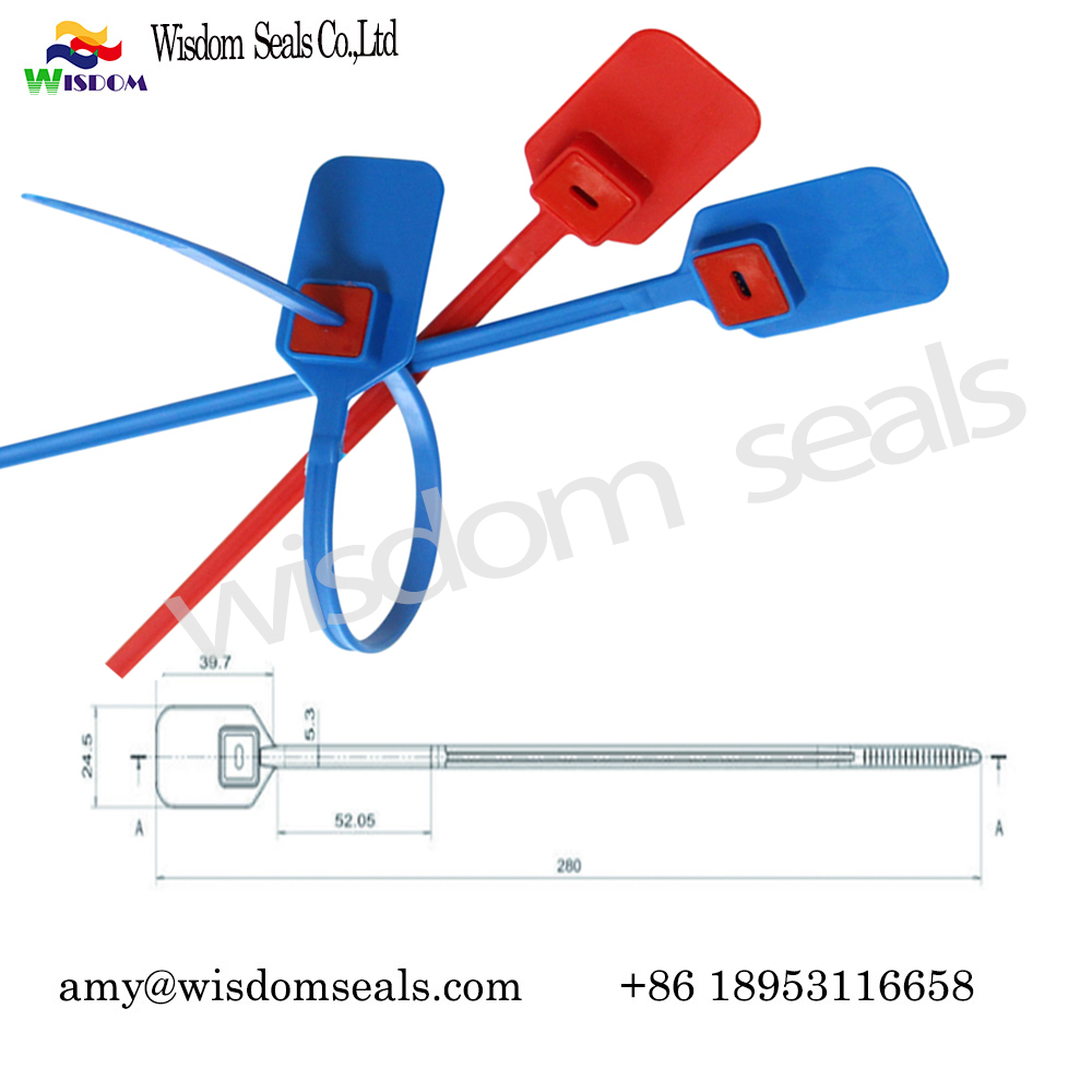  WDM-PS128A  28cm pull tight plastic straps seal metal inserted Indicative plastic security seal adjustable